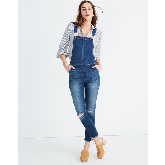 Madewell Denim - MADEWELL Roadtripper Overalls Distressed Fray Hem